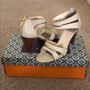 Isola light nude and gold heeled sandals